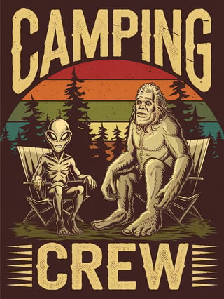 Vintage Grunge Sunset Camping Tee