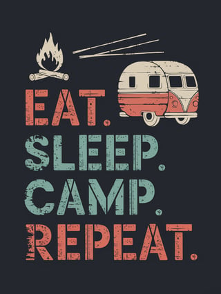 Campfire and Camper Van Silhouette