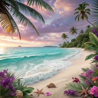 Elegant Tropical Beach and Ocean Scene