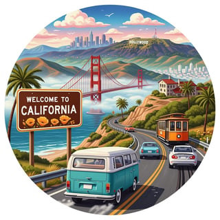 California Road Trip Circular Scene