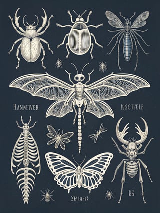 Halloween Insect Line Drawings