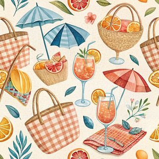 Aperol Spritz Coastal Pattern