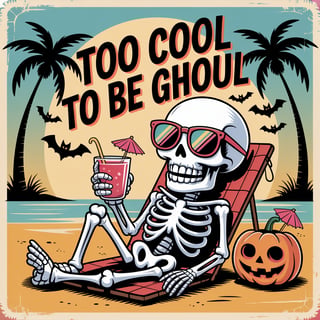 Retro Skeleton Beach Illustration