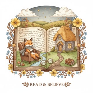 Whimsical Book Illustration with Fox