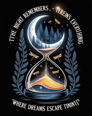 Glowing Crescent Moon Forest Shirt Design