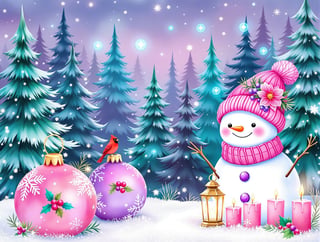 Whimsical Winter Snowman Scene