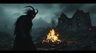 Indian Shaman Dancing by Fire