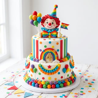 Rainbow Clown Birthday Cake
