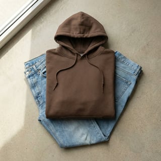Flat Lay Brown Gildan 18500 Hoodie Mockup