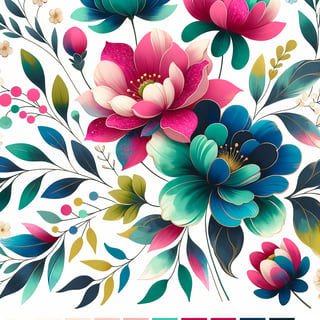 Vibrant Floral Pattern on White