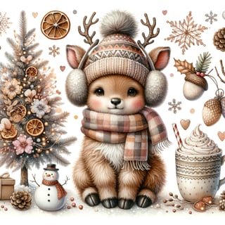 Cozy Watercolor Christmas Scene