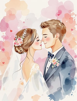 Watercolor Wedding Greeting Card