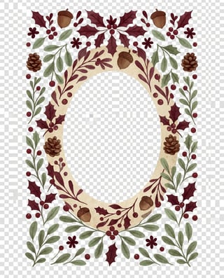 Vintage Botanical Frame - Burgundy & Sage