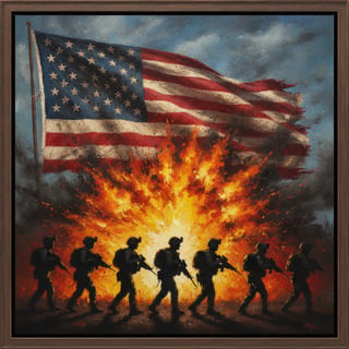 Dramatic Military Painting with Soldiers
