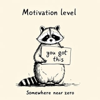 Motivational Raccoon Illustration