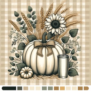 Neutral Fall Pumpkin Tumbler Wrap