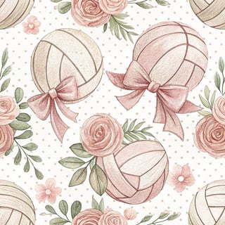 Pastel Volleyball Seamless Pattern