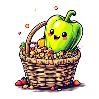 Kawaii Bell Pepper T-Shirt Design