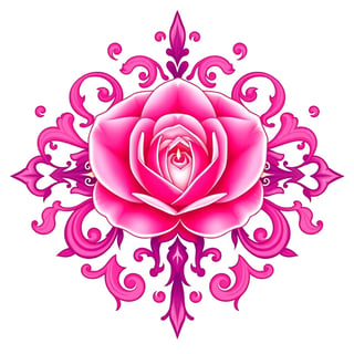 Symmetrical Pink Fantasy Rose Illustration