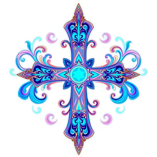 Iridescent Blue Fantasy Cross Design