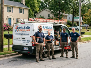 HVAC Crew with Branded Van in Raleigh