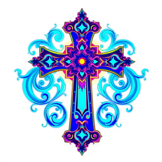 Iridescent Blue Fantasy Cross Design