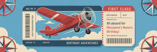 Vintage Airplane Birthday Ticket Invite