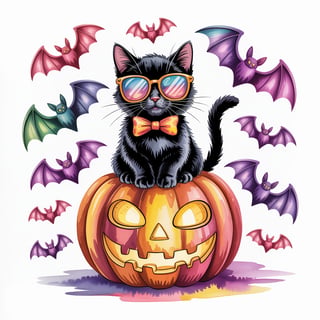 Cute Black Cat with Sunglasses Art