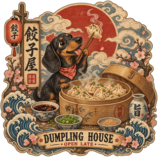 Vintage Japanese Dumpling Ad — Dachshund