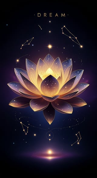 Cosmic Lotus with Nebula Typography