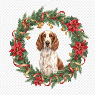 Watercolor Gordon Setter in Christmas Wreath