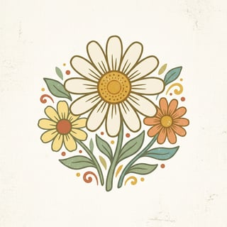 Boho Retro Floral Daisy Design