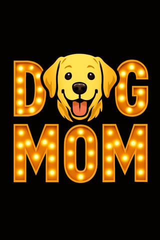 Golden Retro Dog Mom Sign