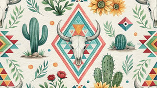 Watercolor Aztec Tribal Pattern
