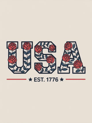 USA Floral T-Shirt Design