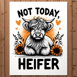 Sassy Highland Cow with Sunflowers