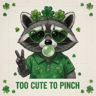 Cute Raccoon St. Patrick's Day Illustration