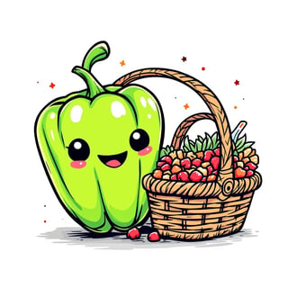 Kawaii Bell Pepper T-Shirt Design