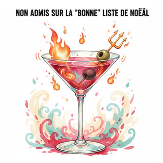 Humorous Hell-Tini Cocktail Illustration