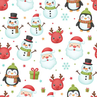 Kawaii Christmas Characters Pattern