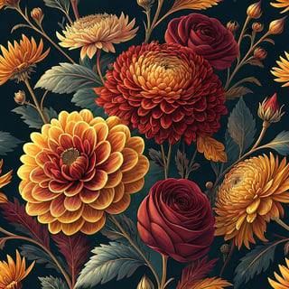 3D Floral Explosion with Chrysanthemums