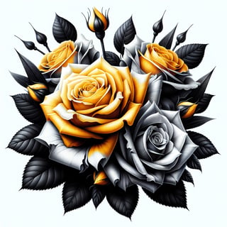 Dramatic Yellow Orange Rose Bouquet