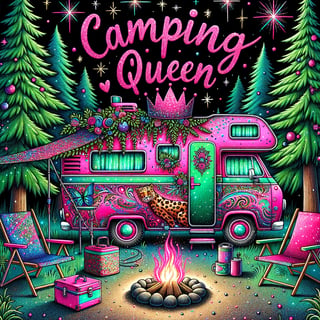 Colorful Camping Queen Doodle