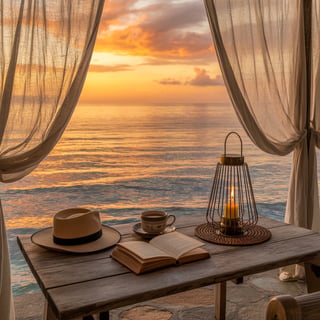 Serene Golden Hour Ocean Landscape