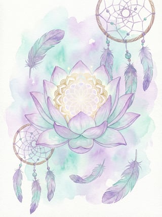 Serene Lotus Flower Watercolor