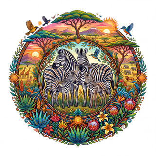 Zebra Landscape Centerpiece on White