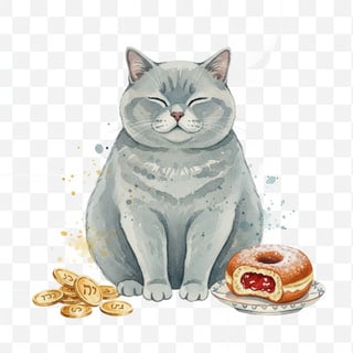 Watercolor British Shorthair Cat