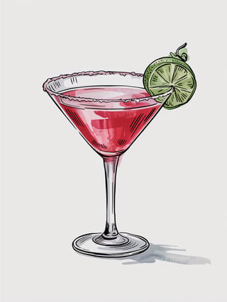 Watercolor Cosmopolitan Cocktail Glass