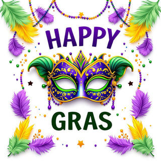 Vibrant Mardi Gras 3D Graphic Design