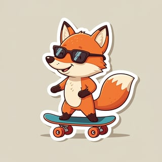 Skateboarding Fox Cartoon Illustration